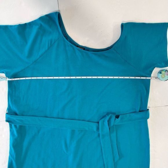 NWT Torrid Aqua Blue Lightweight French Terry Off Shoulder T Shirt Belt Dress 3X - Picture 7 of 9